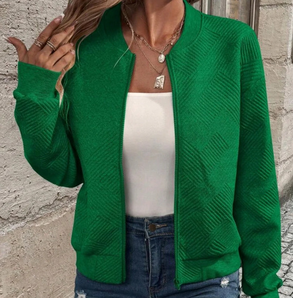 Jackets & Blazers - Women Spring And Autumn Casual Solid Texture Baseball Collar Jacket